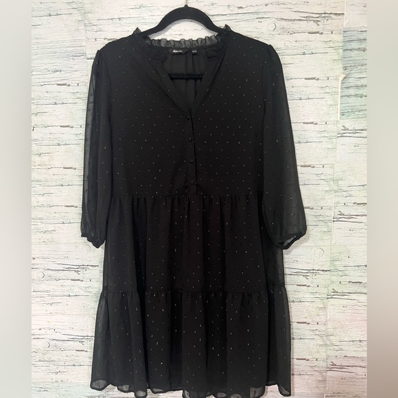 Reitmans Black Sheer Sleeve Mini Dress - Picture 2 of 10